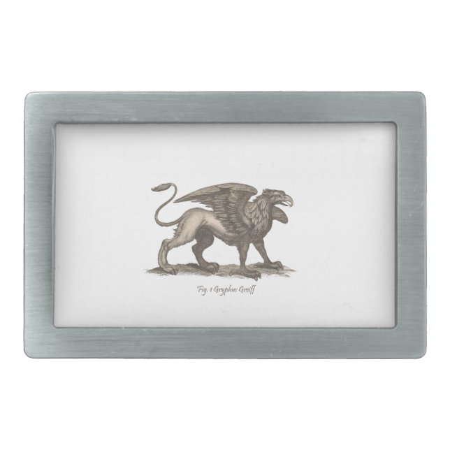 Vintage griffin (gryphus greiff) illustration. rectangular belt buckle (Front)