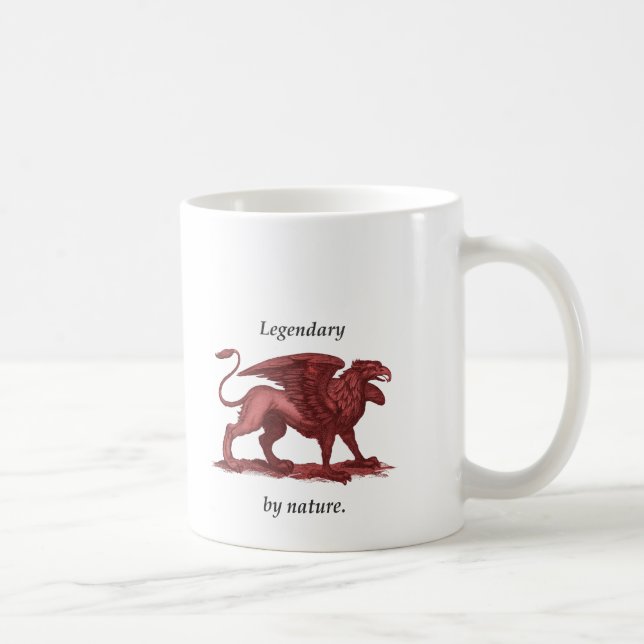 Vintage griffin illustration, legendary by nature coffee mug (Right)