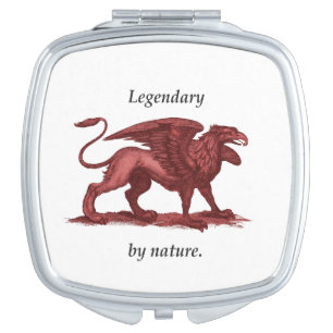Vintage griffin illustration, legendary by nature mirror for makeup