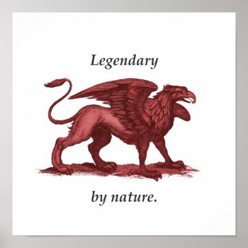 Vintage Griffin Illustration  Legendary By Nature Poster by Cesar_Padilla at Zazzle