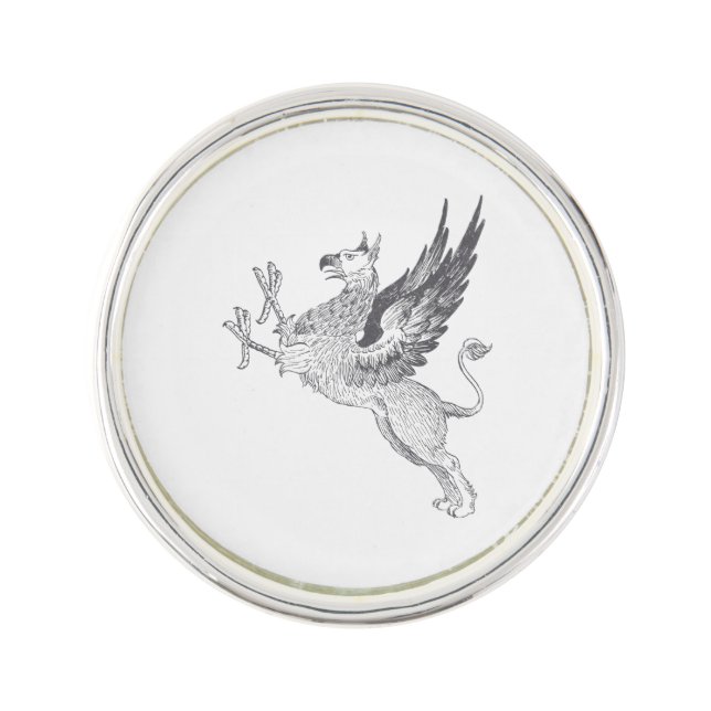 Vintage Griffin Letterpress Line Art Pin (Front)