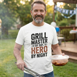 Vintage Grill Master By Day, Hero By Father's day  T-Shirt
