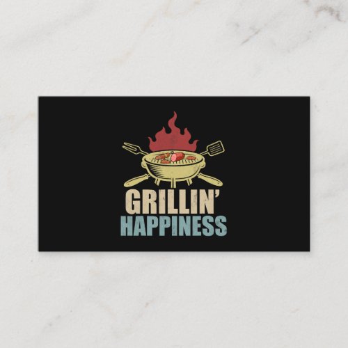 Vintage Grillin Happiness Funny BBQ Grilling Cooki Business Card
