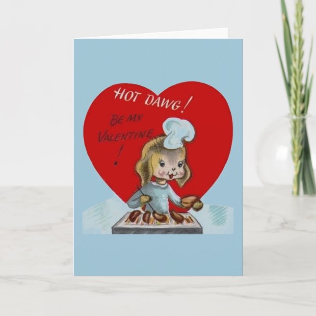 Vintage Grilling Puppy Valentine's Day Card (Front)