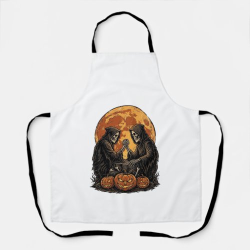 Vintage Grim Reapers Halloween Pumpkin Vector Desi Apron