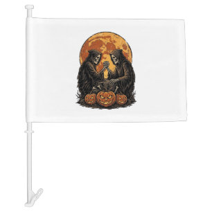 Vintage Grim Reapers Halloween Pumpkin Vector Desi Car Flag