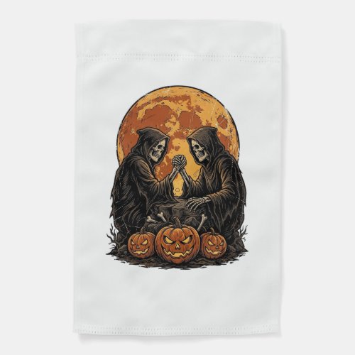 Vintage Grim Reapers Halloween Pumpkin Vector Desi Garden Flag
