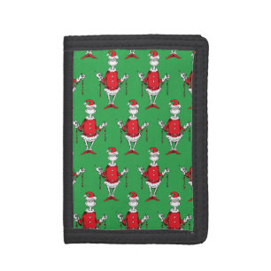 Vintage Grinch Christmas Green Pattern Tri-fold Wallet