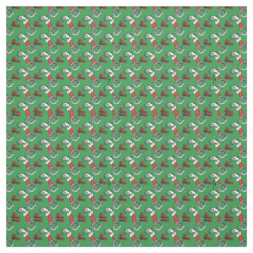 Vintage Grinch Christmas Wreath Pattern Fabric