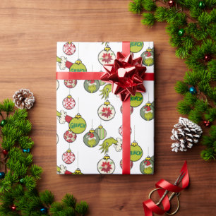 Vintage Grinch Ornament Pattern Wrapping Paper
