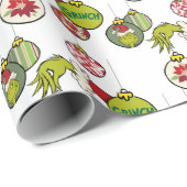 Vintage Grinch Ornament Pattern Wrapping Paper (Roll Corner)