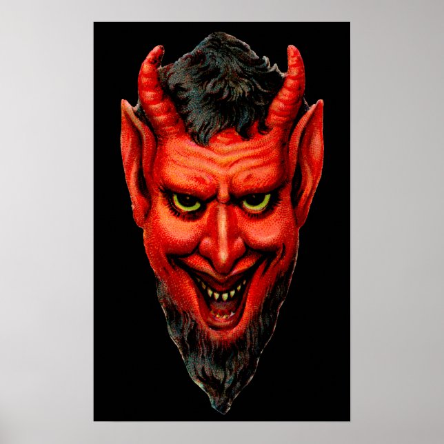 Vintage Grinning Krampus Poster (Front)