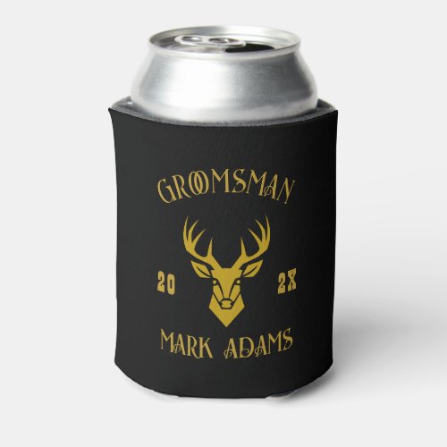 Vintage Groomsmen Best Man Gift Wild Deer Head Can Cooler