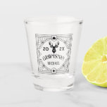 Vintage Groomsmen Deer Head Modern Geometric Shot Glass<br><div class="desc">Celebrate your special day with this exquisite Victorian-inspired Groomsmen Gifts, the perfect blend of classic elegance and contemporary flair. These meticulously designed merchandises are a customized and personalized gift that adds a touch of sophistication to weddings, bachelor parties, engagement parties, and beyond. Each product can be personalized with your groomsmen's...</div>