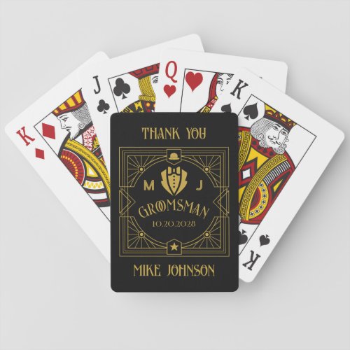 Vintage Groomsmen Victorian Style Modern Monogram Playing Cards