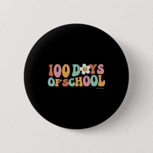 Vintage Groovy 100 Days Of School For Teacher Stud Button