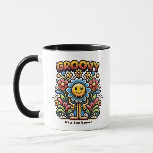 Vintage Groovy As a Sunflower 70s Retro Mug