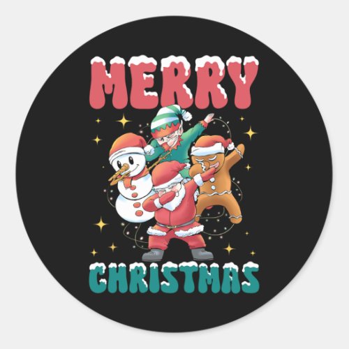 Vintage Groovy Christmas Santa Claus _ Merry Chris Classic Round Sticker