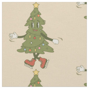vintage groovy christmas tree 1960s fabric