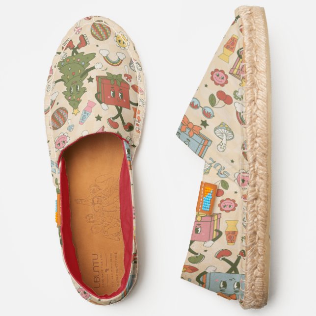 vintage groovy disco christmas tree espadrilles (Side)