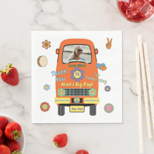 Vintage Groovy Hippie Birthday Party Napkins