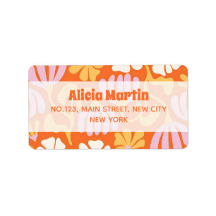 Vintage Groovy Hippie Flower Orange Address Label