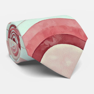 Vıntage Groovy Rainbow Design In Coral and Desert Neck Tie