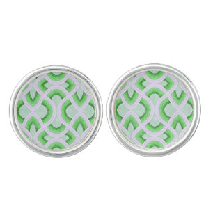 Vintage Groovy Rainbow Design In Mint and Green Cufflinks