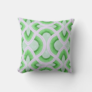Vintage Groovy Rainbow Design In Mint and Green Throw Pillow
