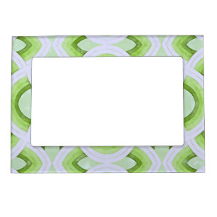 Vintage Groovy Rainbow Pattern In Sage And Kiwi Magnetic Frame