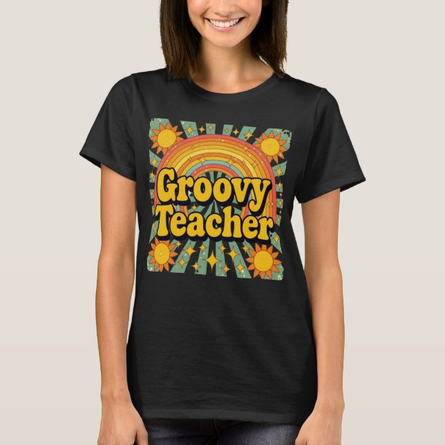 Vintage Groovy Teacher Tee Fun Back to School (Front)