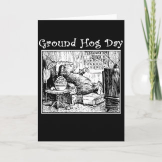 Vintage Groundhog day Black white illustration Card