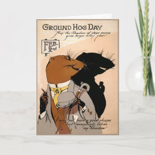 Vintage Groundhog Day Shadow Card