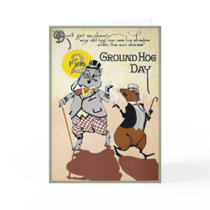 Vintage Groundhog Day with Pig Card