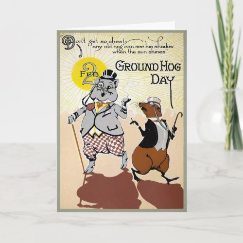 Vintage Groundhog Day with Pig Card