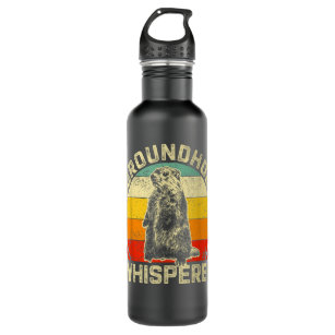 Vintage Groundhog Whisperer Silhouette Gift Ground Stainless Steel Water Bottle