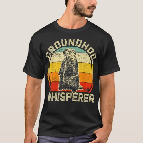 Vintage Groundhog Whisperer Silhouette Gift Ground T_Shirt