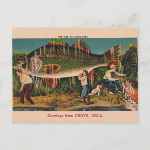 Vintage Grove Oklahoma Fishing Post Card