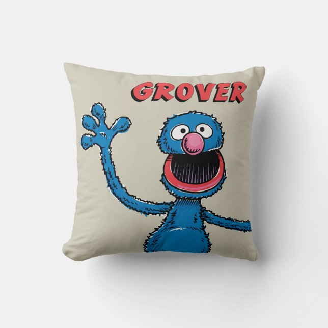 Vintage Grover Throw Pillow (Front)
