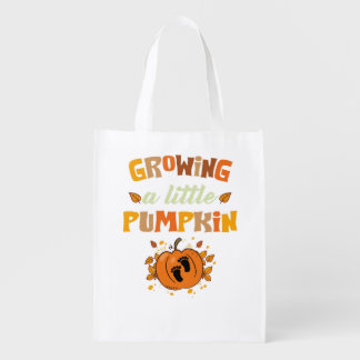 Vintage Growing A Little Pumpkin Thanksgiving Preg Grocery Bag