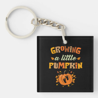 Vintage Growing A Little Pumpkin Thanksgiving Preg Keychain