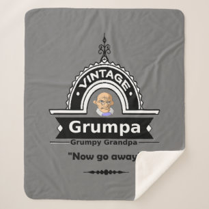 Vintage Grumpy Grandpa Now Go Away Fun Sherpa Blanket
