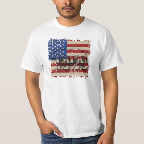 Vintage grunge America USA flag bear typography T_Shirt