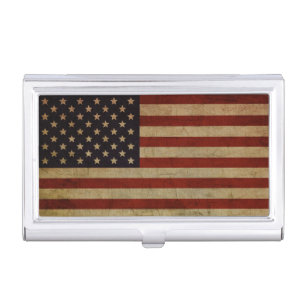 Vintage Grunge American Flag Business Card Case