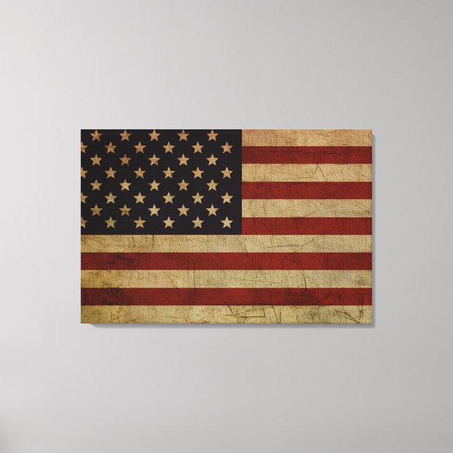 Vintage Grunge American Flag Canvas Print (Front)