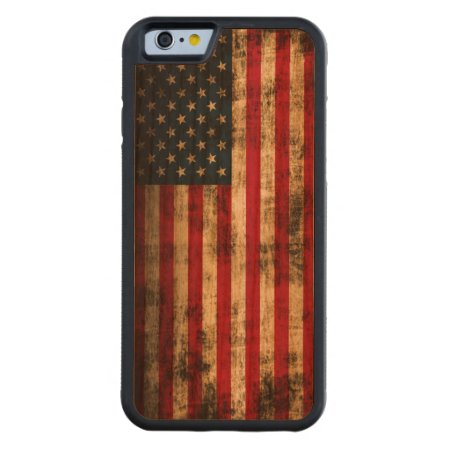 Vintage Grunge American Flag Carved Cherry Iphone 6 Bumper Case
