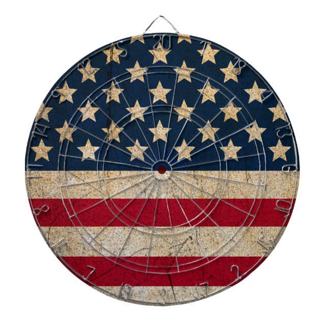 Vintage Grunge American Flag Dartboard (Front)