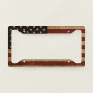 Vintage Grunge American Flag License Plate Frame