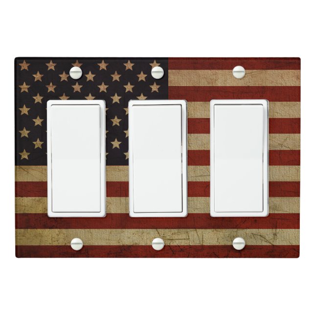 Vintage Grunge American Flag Light Switch Cover (In Situ)