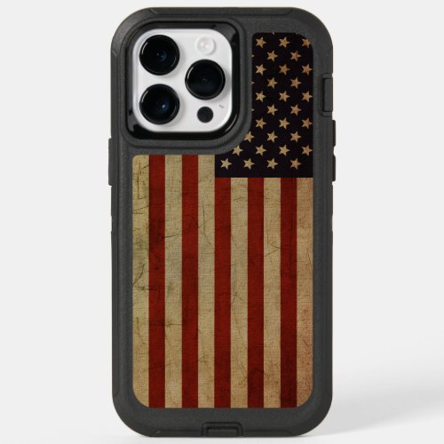 Vintage Grunge American Flag OtterBox iPhone 14 Pro Max Case